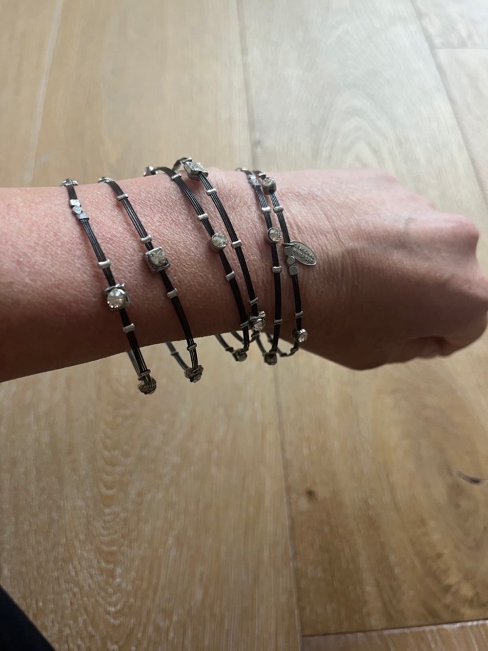 Black and Silver Multi-Row Stackable Bracelet Set